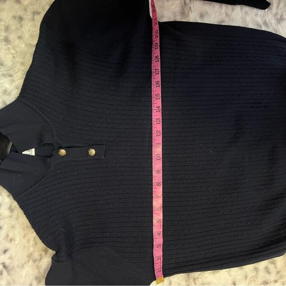 Tabi international navy blue cable knit sweater with gold luxury buttons shirt - Picture 5 of 5